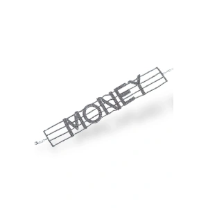 Gümüş Renk Money Yazılı Taş Detaylı Tasarım Kolye