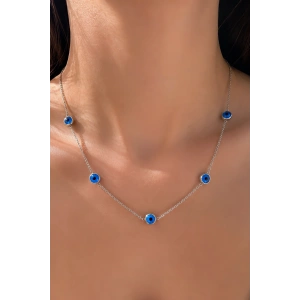 Gümüş Renk Nazar Boncuğu  Figürlü Kolye