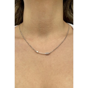 Gümüş Renk Ok Figürlü Çelik Kolye