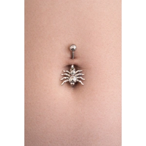 Gümüş Renk Örümcek Figürlü Cerrahi Çelik Göbek Piercing