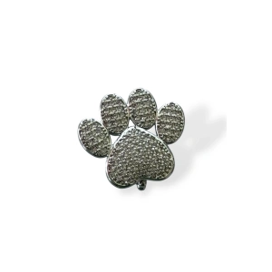 Gümüş Renk Pati Figürlü Taş Detaylı Ajda Charm / Kolye/ Bileklik Ucu