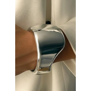 Gümüş Renk Plaka Kelepçe Bileklik