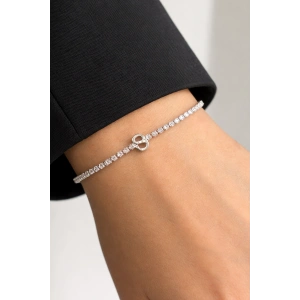 Gümüş Renk S Harfli Taş Detaylı Çelik Bileklik