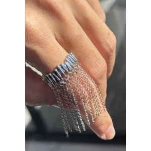 Gümüş Renk Sallantılı Ayarlanabilir Yüzük