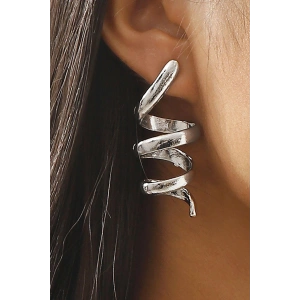 Gümüş Renk Sarmal Çelik Küpe (Çift)