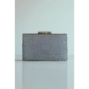 Gümüş Renk Simli Abiye Portföy Çanta