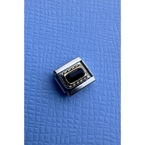 Gümüş Renk Siyah Taş Detaylı Çelik Nomination Charm (Tek)