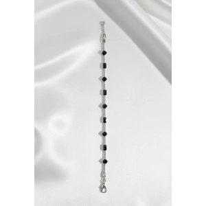 Gümüş Renk Siyah Taş Detaylı Xuping VİP Bileklik