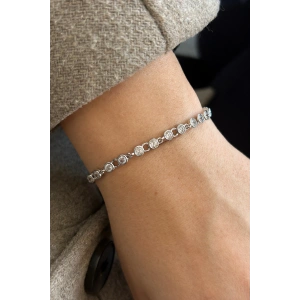 Gümüş Renk Taş Detaylı 14K Altın Kaplama CM Bileklik