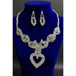 Gümüş Renk Taş Detaylı 4lü Abiye Set