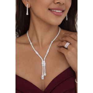 Gümüş Renk Taş Detaylı 4lü Abiye Set