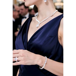 Gümüş Renk Taş Detaylı 4lü Abiye Set