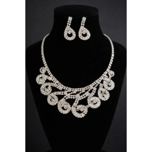 Gümüş Renk Taş Detaylı Abiye Set