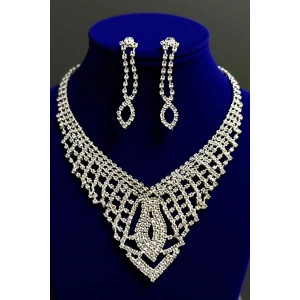 Gümüş Renk Taş Detaylı Abiye Set