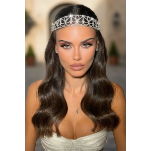 Gümüş Renk Taş Detaylı  Alınlık/Kına Aksesuarı