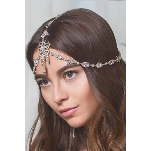 Gümüş Renk Taş Detaylı Alınlık/Kına Aksesuarı