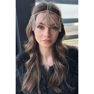 Gümüş Renk Taş Detaylı Alınlık/Kına Aksesuarı