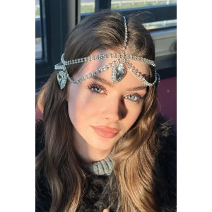 Gümüş Renk Taş Detaylı  Alınlık/Kına Aksesuarı