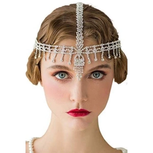 Gümüş Renk Taş Detaylı Alınlık/Kına Aksesuarı