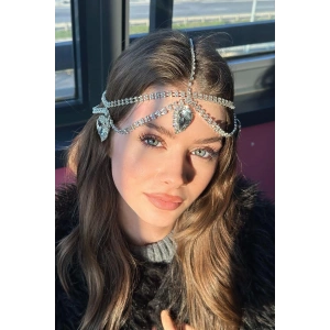 Gümüş Renk Taş Detaylı  Alınlık/Kına Aksesuarı
