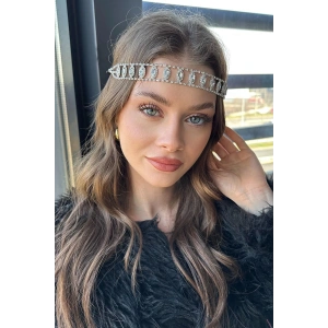 Gümüş Renk Taş Detaylı Alınlık/Kına Aksesuarı