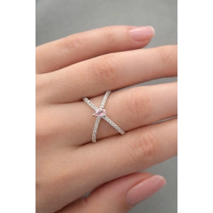 Gümüş Renk Taş Detaylı Ayarlanabilir Yüzük