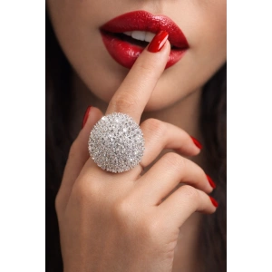 Gümüş Renk Taş Detaylı Ayarlanabilir Yüzük