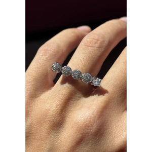 Gümüş Renk Taş Detaylı Ayarlanabilir Yüzük