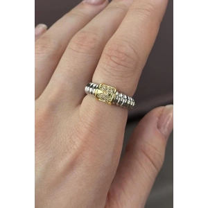 Gümüş Renk Taş Detaylı Ayarlanabilir Yüzük