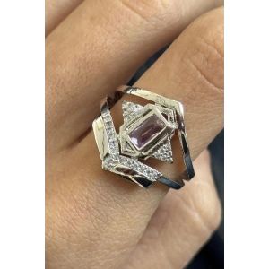 Gümüş Renk Taş Detaylı Ayarlanabilir Yüzük