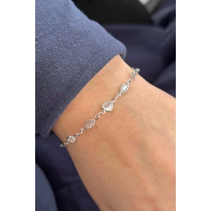 Gümüş Renk Taş Detaylı Bileklik