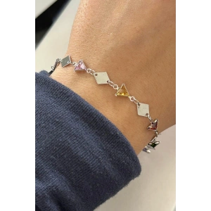 Gümüş Renk Taş Detaylı Bileklik