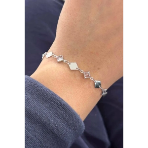 Gümüş Renk Taş Detaylı Bileklik