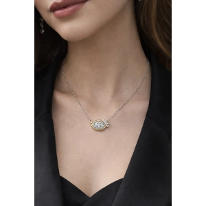 Gümüş Renk Taş Detaylı Çelik Kolye