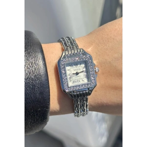 Gümüş Renk Taş Detaylı Çelik Kordonlu Kadın Saat