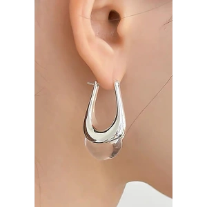 Gümüş Renk Taş Detaylı Çelik Küpe (Çift)