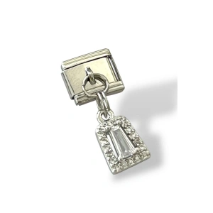 Gümüş Renk Taş Detaylı Çelik Nomination Charm (Tek)
