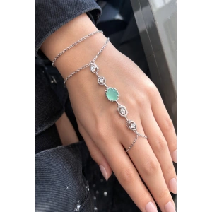 Gümüş Renk Taş Detaylı Çelik Şahmeran