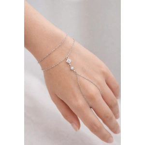 Gümüş Renk Taş Detaylı Çelik Şahmeran