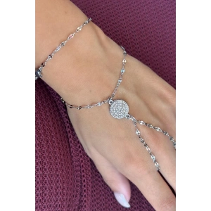 Gümüş Renk Taş Detaylı Çelik Şahmeran