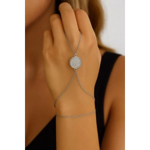 Gümüş Renk Taş Detaylı Çelik Şahmeran