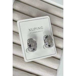 Gümüş Renk Taş Detaylı Çelik Xuping Küpe (Çift)