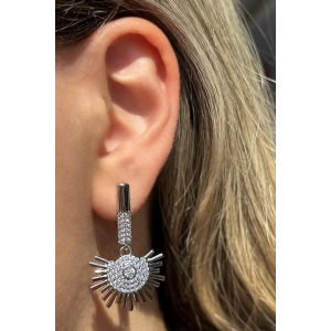 Gümüş Renk Taş Detaylı Çelik Xuping Küpe (Çift)