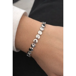 Gümüş Renk Taş Detaylı Çelik Xupıng VİP Bileklik