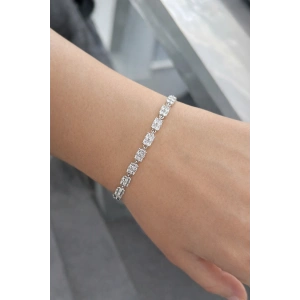 Gümüş Renk Taş Detaylı Çelik Xupıng VİP Bileklik