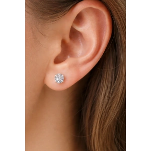 Gümüş Renk Taş Detaylı Çelik Xupıng VİP Küpe