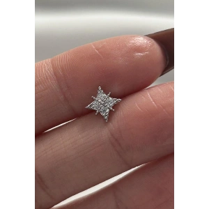 Gümüş Renk Taş Detaylı Cerrahi Çelik Tragus/Kıkırdak Küpe/Piercing (Tek)