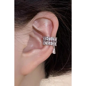 Gümüş Renk Taş Detaylı Ear Cuff (Tek)
