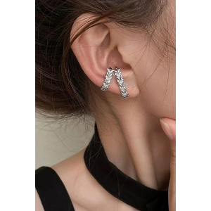 Gümüş Renk Taş Detaylı Ear Cuff (Tek)