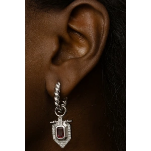 Gümüş Renk Taş Detaylı Küpe (Çift)